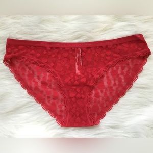 Victoria’s Secret Red Hearts Lace Bikini Panty S NWT